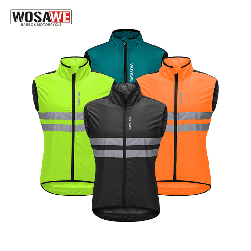 Cycling Gear Vest - เสื้อกั๊กกันลมสำหรับปั่นจักรยานผู้ชาย WOSAWE น้ำหนักเบา พับเก็บได้ กันลม สะท้อนแสง