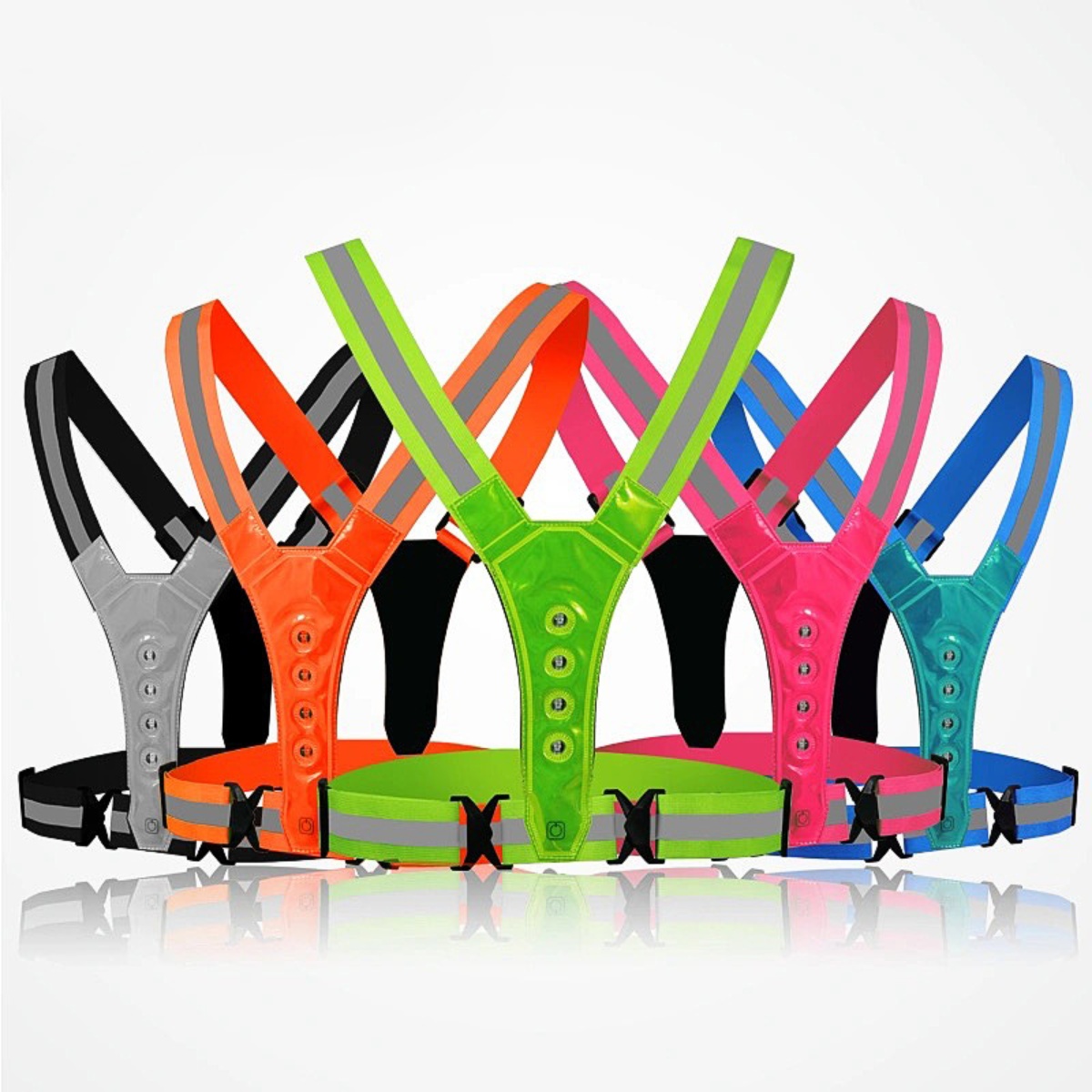 Cycling Gear Vest - เสื้อกั๊กความปลอดภัยในการวิ่งและขี่จักรยาน LED แบบปรับได้สําหรับผู้ชายและผู้หญิงอุปกรณ์กีฬาการรักษาความปลอดภัยกลางคืน