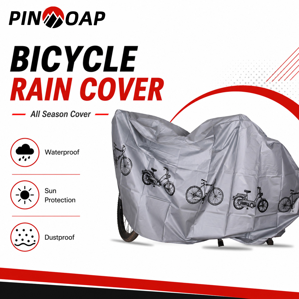 Cycling Gear Waterproof - PINMOAP ผ้าคลุมจักรยานกันฝนอเนกประสงค์ กันน้ำ สำหรับจักรยานกลางแจ้ง ป้องกันฝุ่น ทนต่อรังสียูวี