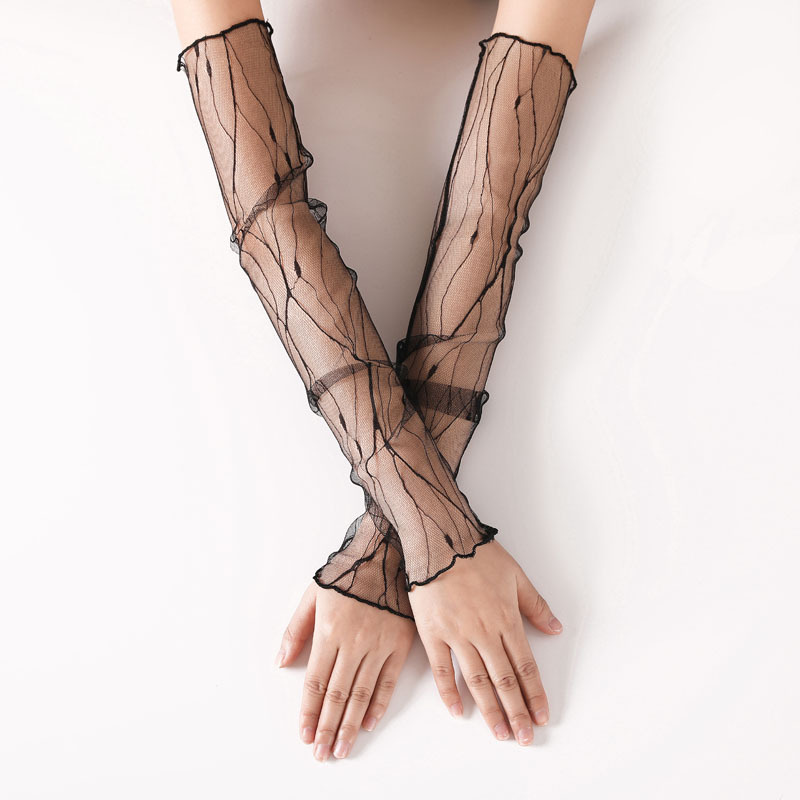 Cycling Glove - ถุงมือครึ่งนิ้วแขนยาวสำหรับผู้หญิง, ถุงมือปั่นจักรยานแขนยาวกันแดดกลางแจ้งแขนตาข่าย