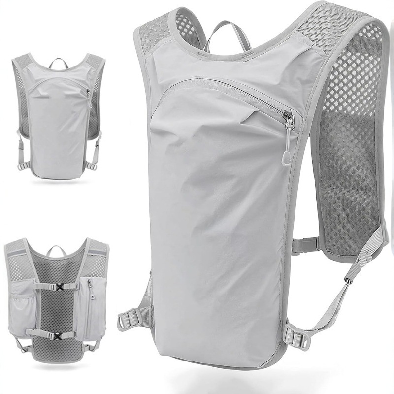 Cycling Gear Vest - กระเป๋าเป้สะพายหลังแบบเบาพิเศษสำหรับวิ่งเทรลและมาราธอน - เสื้อกั๊กวิ่งระบายอากาศได้ดีขนาด 5 ลิตร พร้อมถุงน้ำ